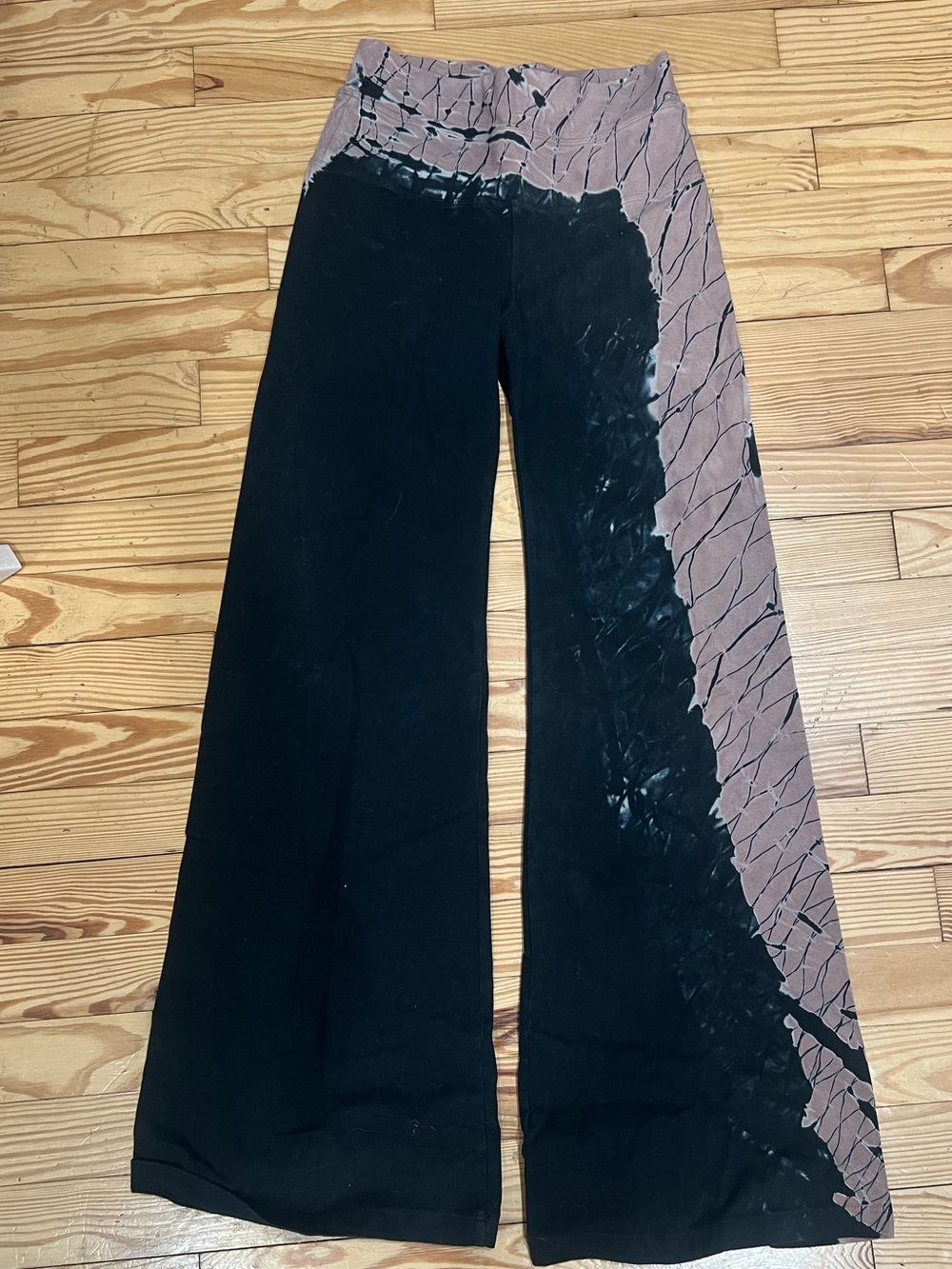 Hard Tail Black and Mauve Tie-Dye Waistband Pants